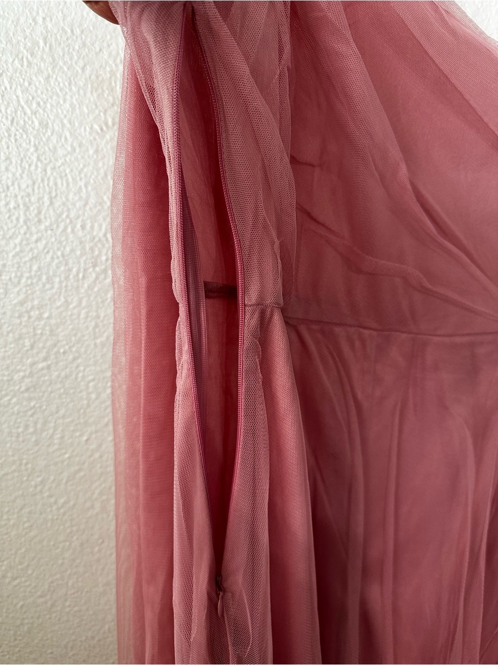 Soft Pink One Shoulder Mesh Long Gown With Scarf Large Especial Ocassions - Picture 5 of 9
